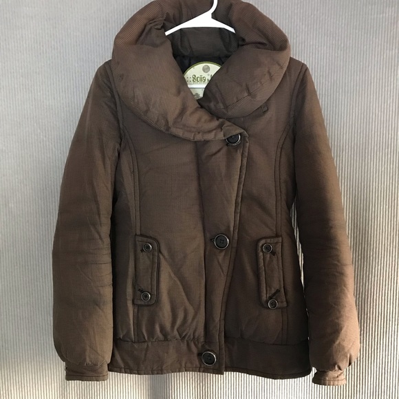 Soia & Kyo Jackets & Blazers - SOIA & KYO down puffer coat brown houndstooth XS